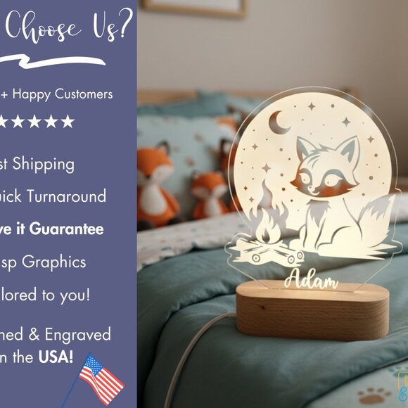 Custom Fox Night Light – Personalized LED Bedroom Lamp Decor - Picture 4 of 8